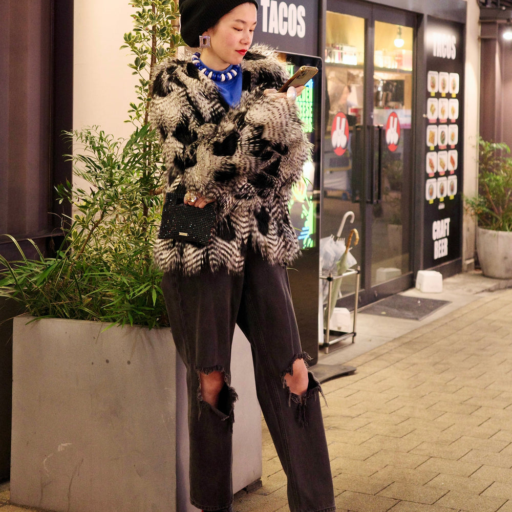 ファーで装う、忘年会コーデ