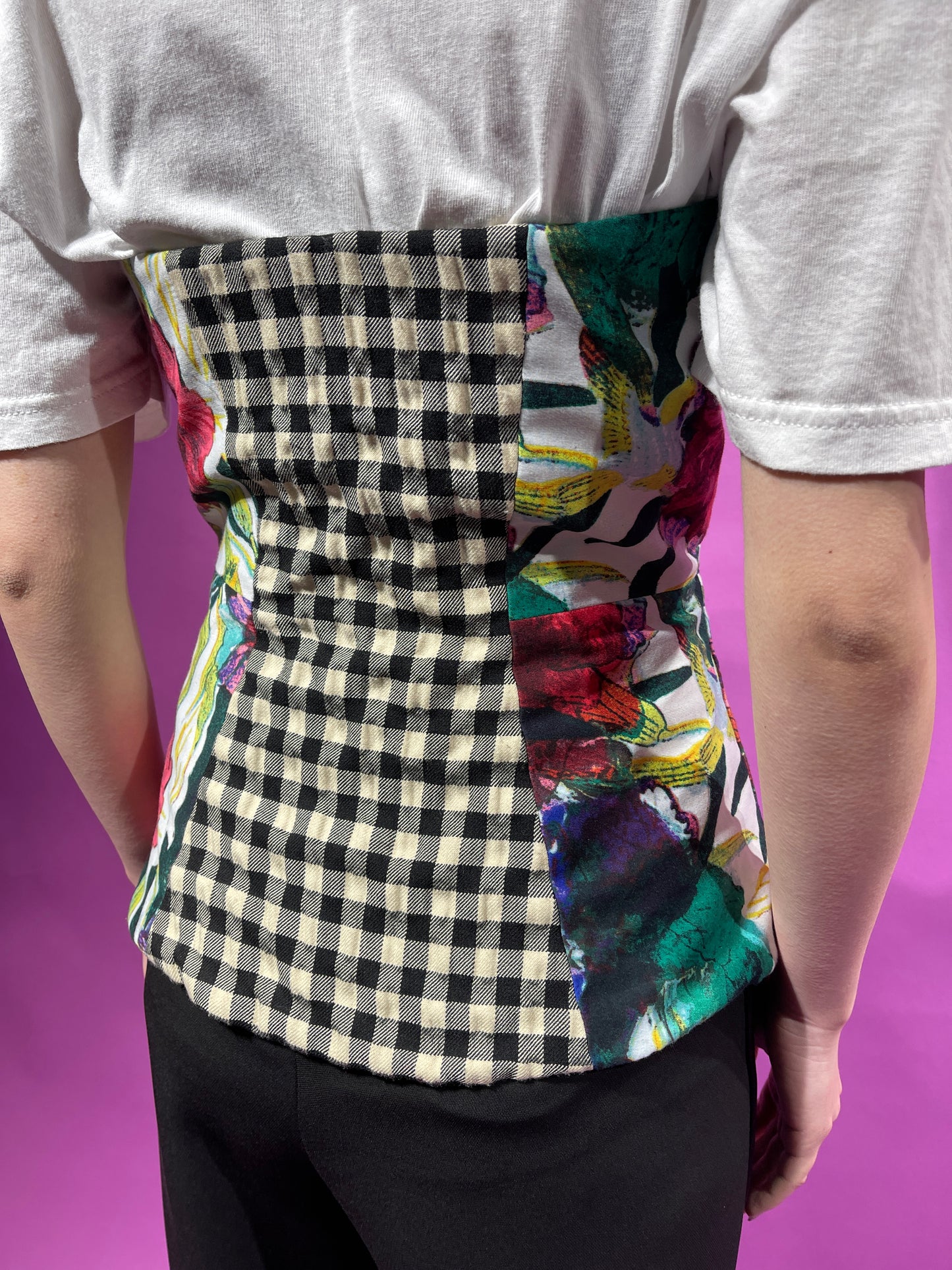 【Used】<br>"Rachel Roy"花柄×ギンガムチェックビスチェ