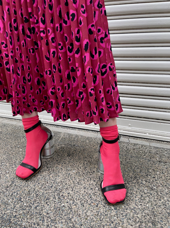 【Used】<br>ヒョウ柄プリーツスカート