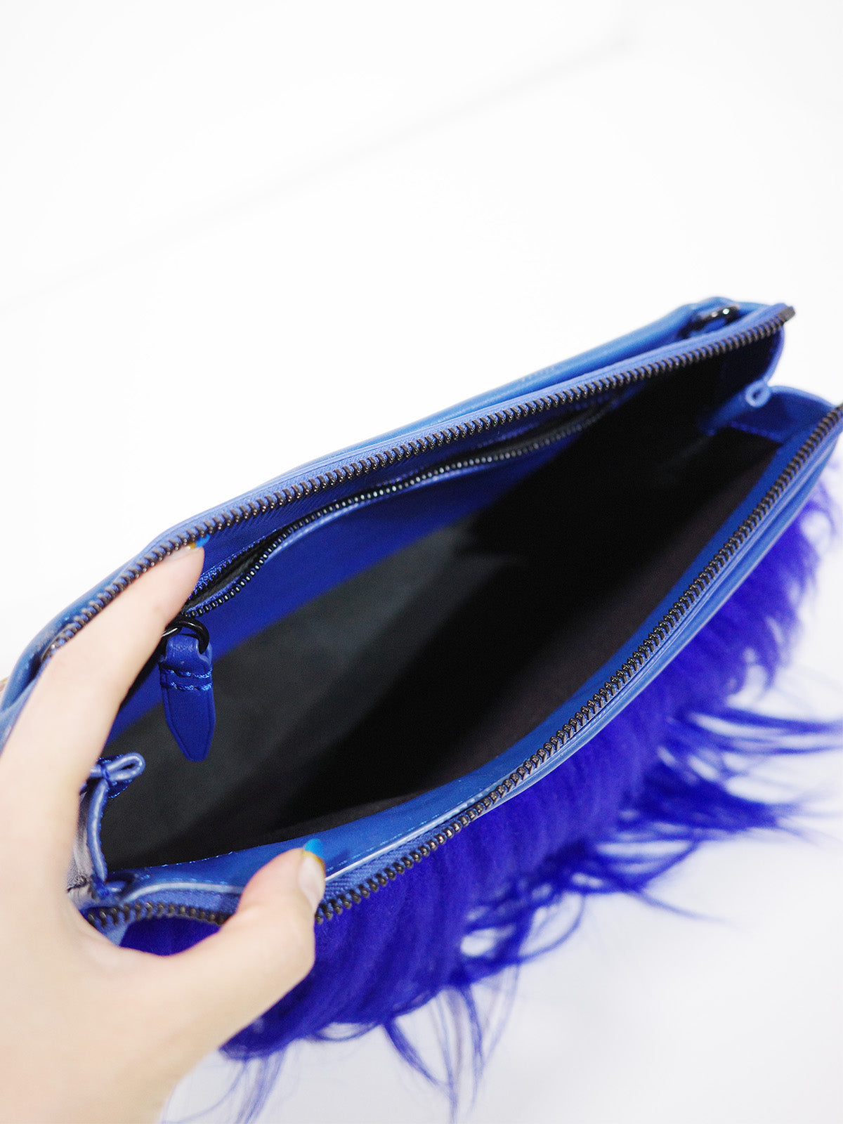 3.1 Phillip Lim ファー付きブルーレザーバッグ – bed - Urban