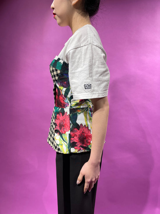【Used】<br>"Rachel Roy"花柄×ギンガムチェックビスチェ