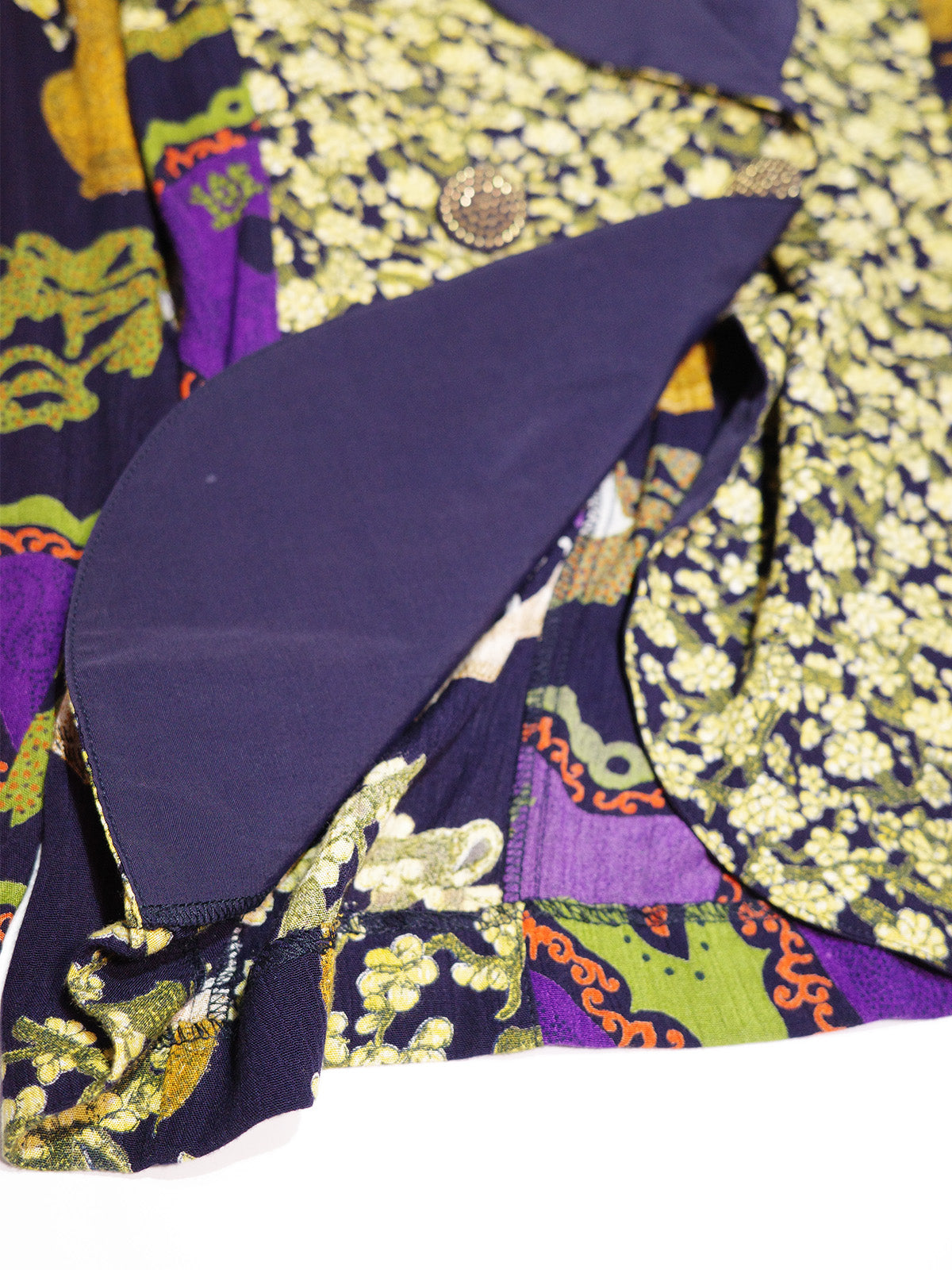 ヴィンテージ ビンテージ 花柄 ノーカラー ジャケット ネイビー SHIPS Colors:ストレッチ ジョーゼット Vカラー ジャケット2