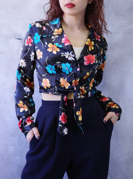 【Vintage】<br>花柄ショート丈ジャケット