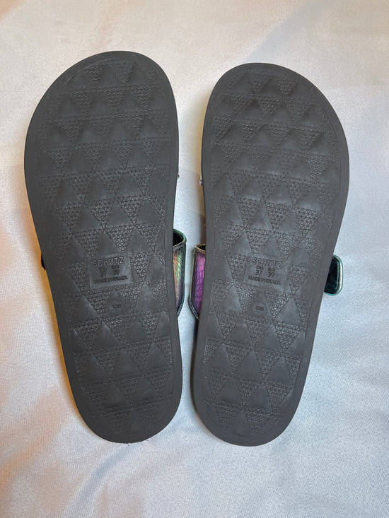【Used】<br>"SCHUTZ"オーロラメタリックスポーツサンダル