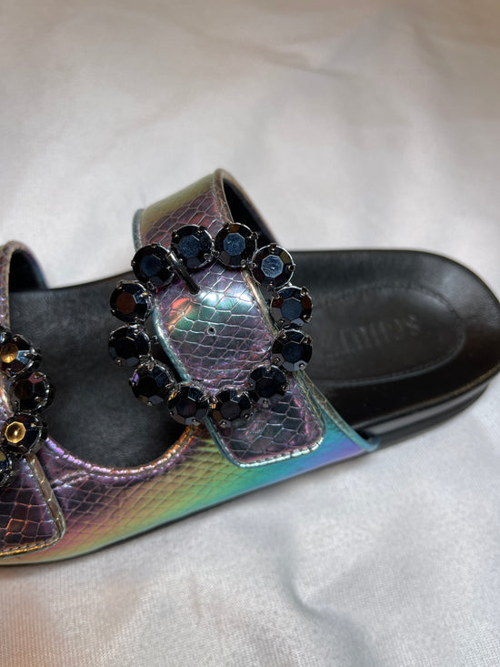 【Used】<br>"SCHUTZ"オーロラメタリックスポーツサンダル