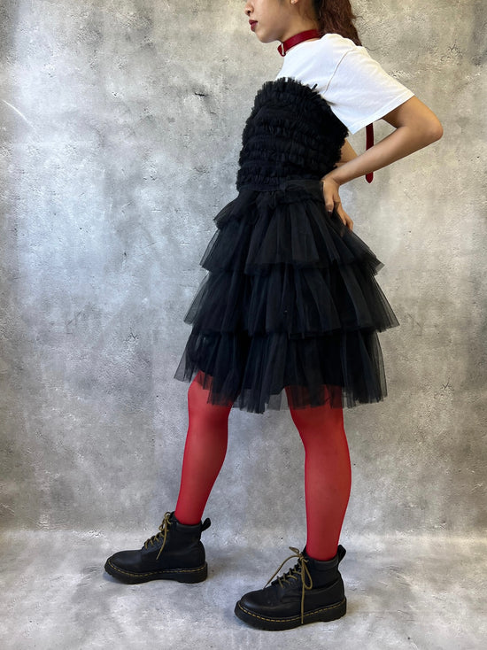 【Used】<br>ブラックチュールベアワンピース