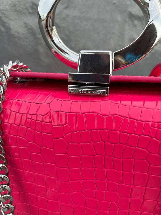 【Used】<br>"REBECCA MINKOFF"クロコエンボスショルダーバッグ
