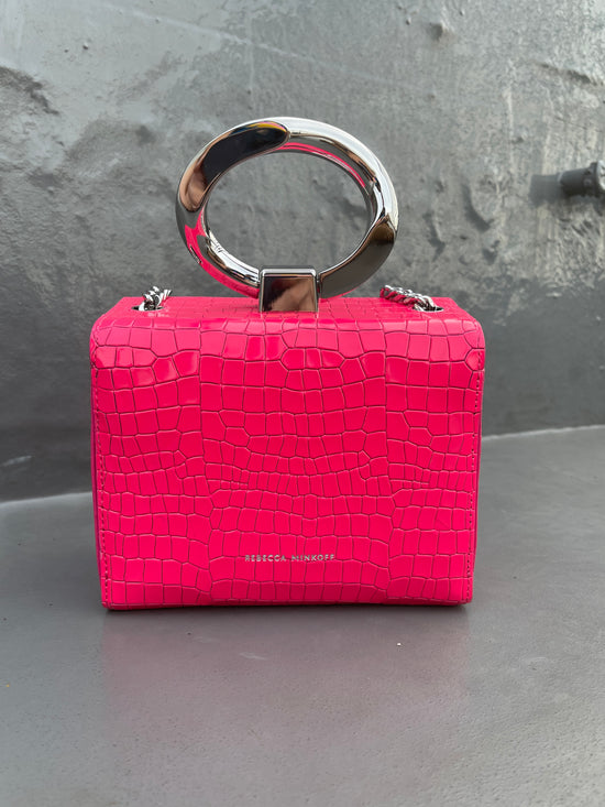 【Used】<br>"REBECCA MINKOFF"クロコエンボスショルダーバッグ