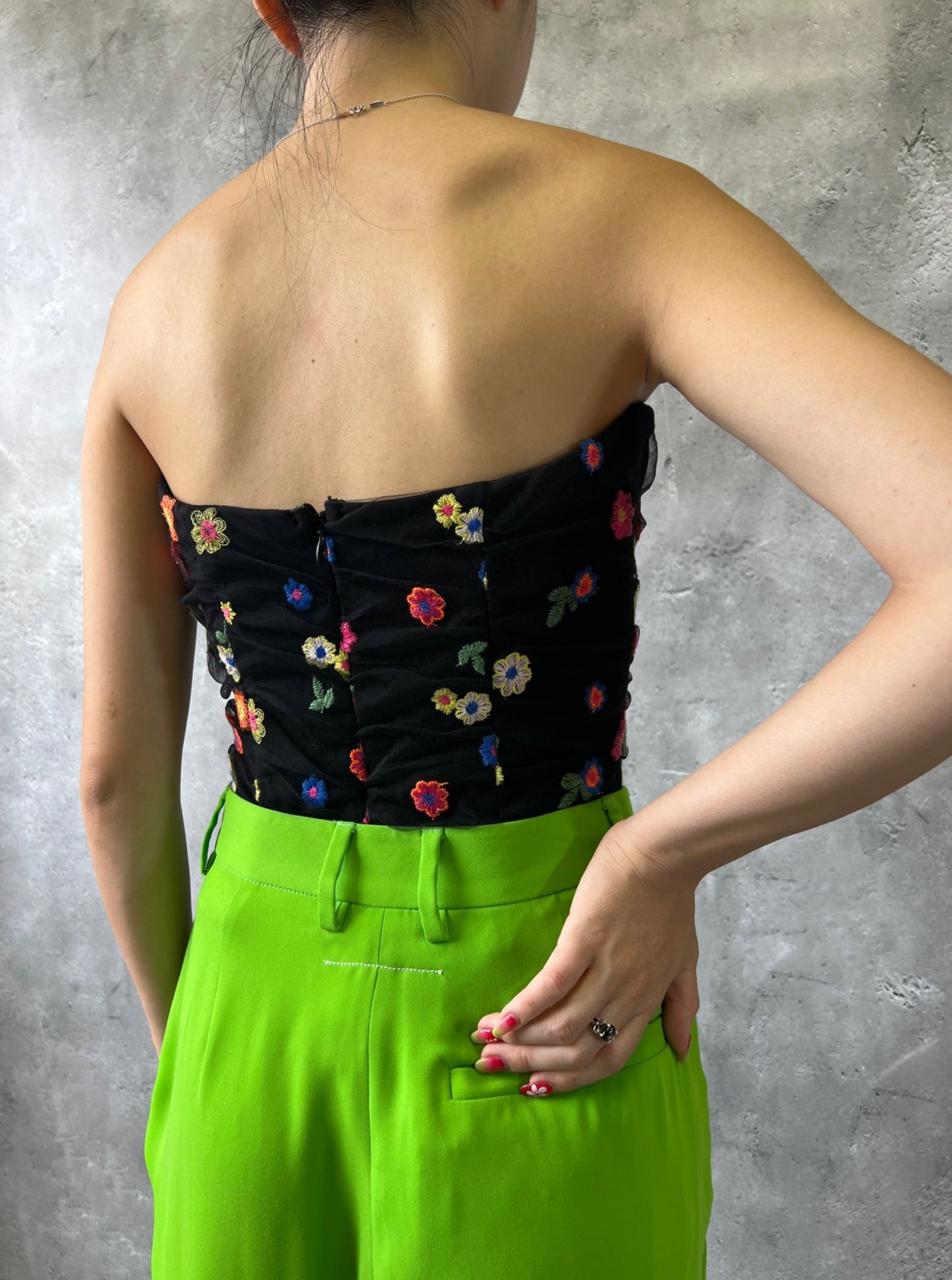 【Used】<br>フラワー刺繍チュールレオタード