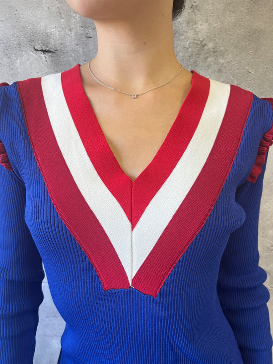 【Used】<br>ラインデザインリブニットワンピース