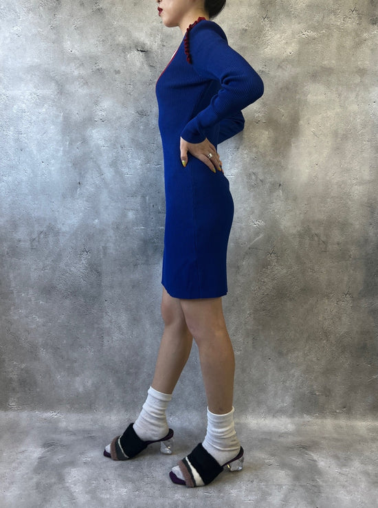 【Used】<br>ラインデザインリブニットワンピース