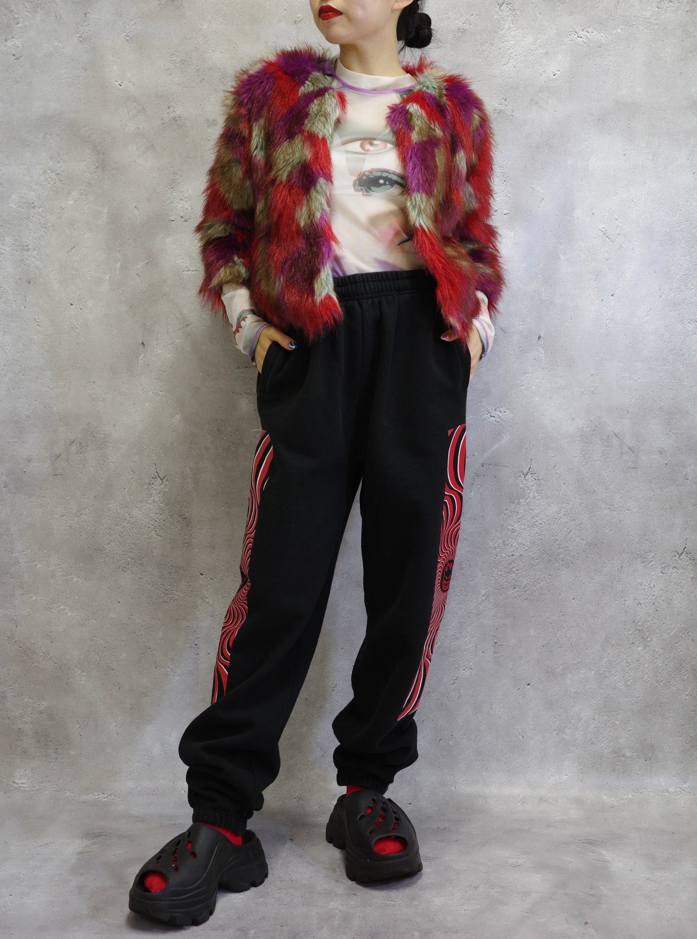 【Used】<br>ミックスカラーファーコート