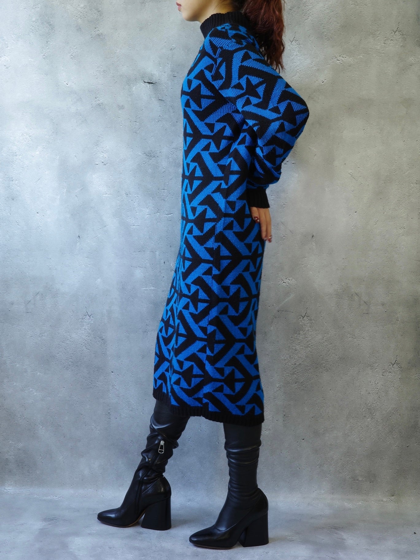 【Used】<br>幾何学柄ニットワンピース