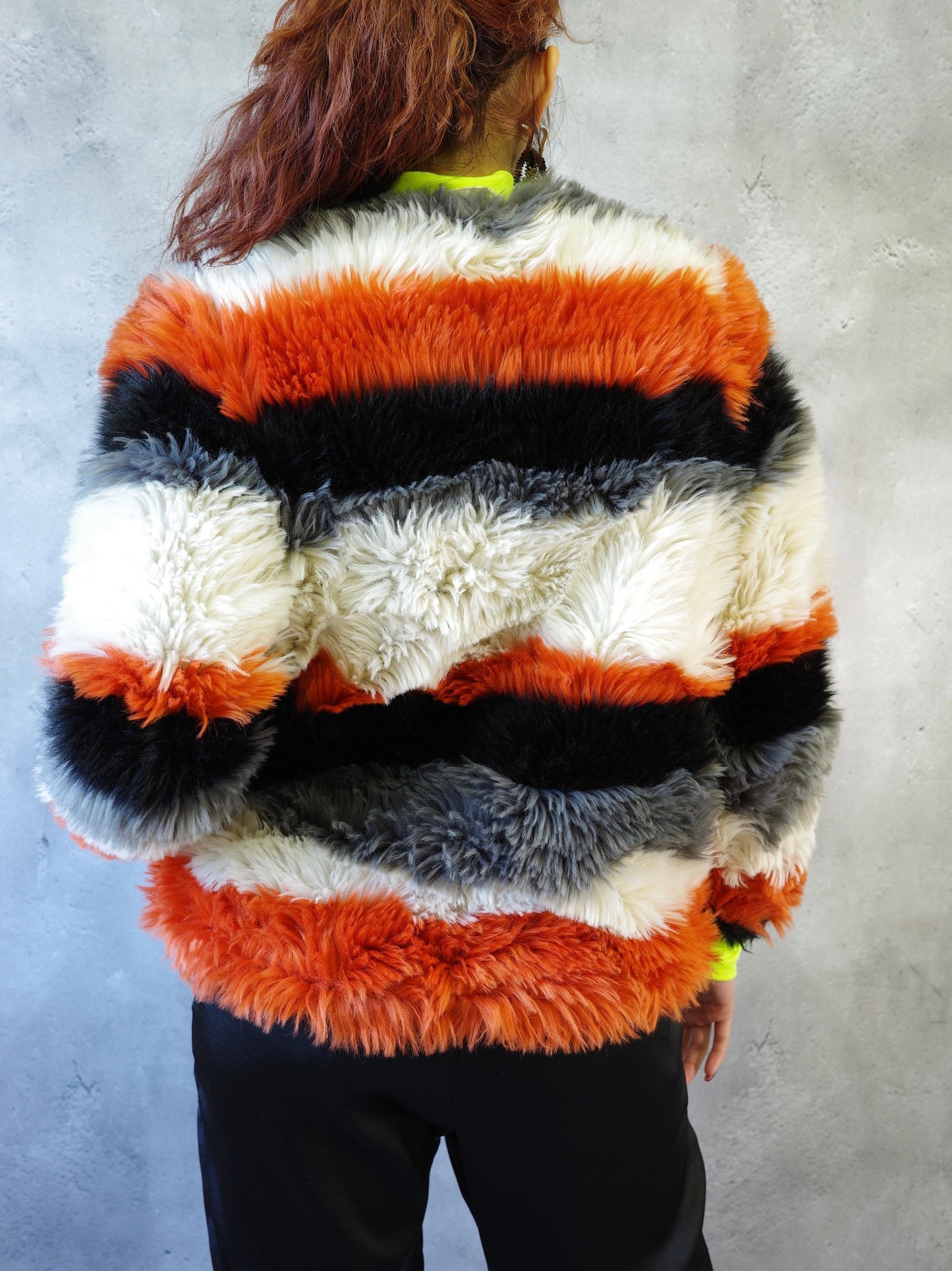 【Used】<br>"Peak Performance"<br>ストライプ柄ミックスファーコート