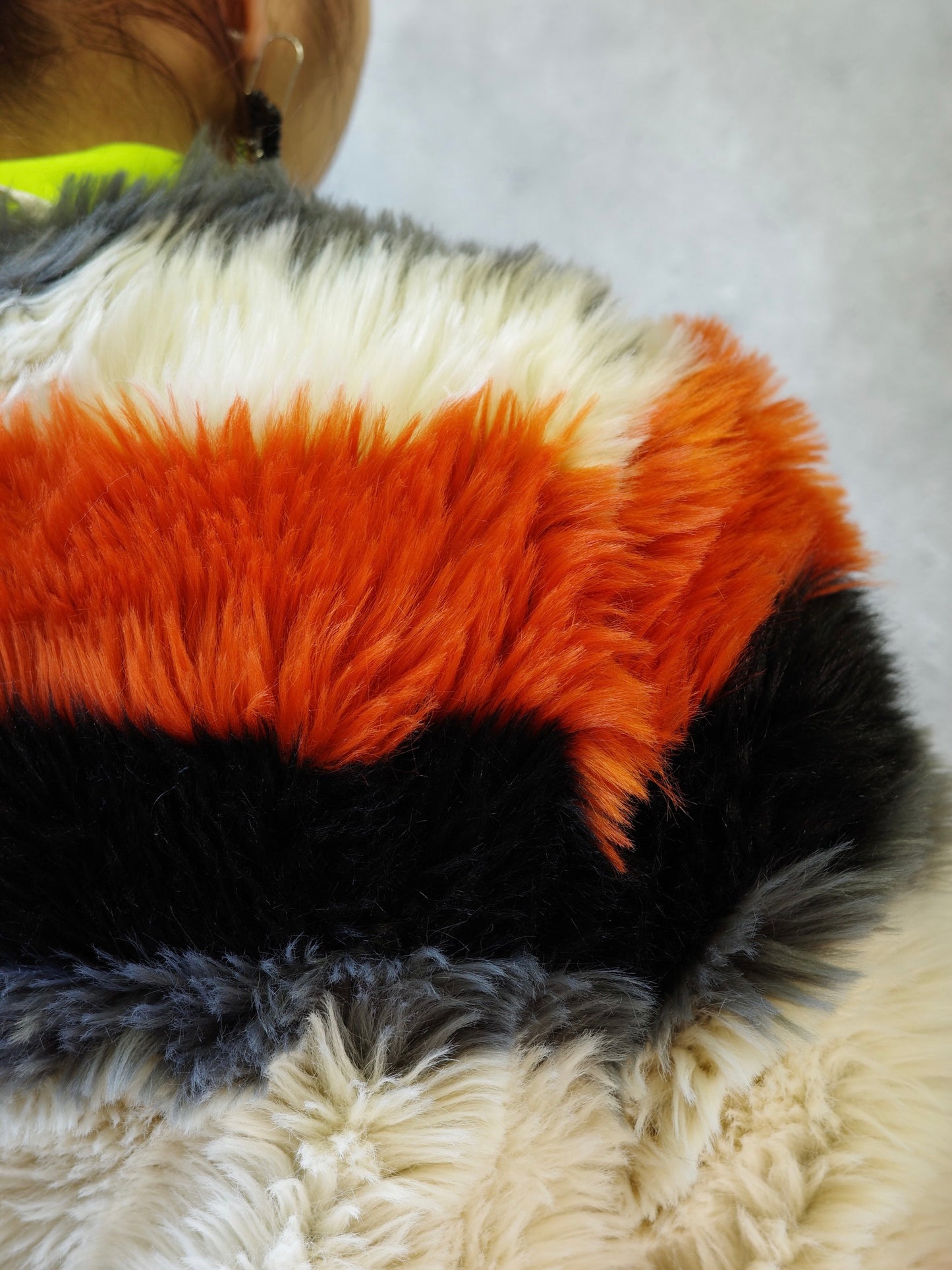 【Used】<br>"Peak Performance"<br>ストライプ柄ミックスファーコート