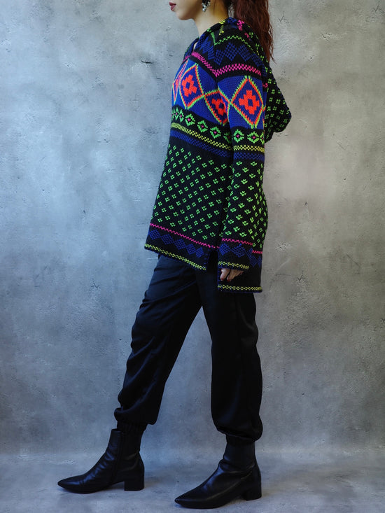 【Used】<br>ノルディック柄ニットフーディー