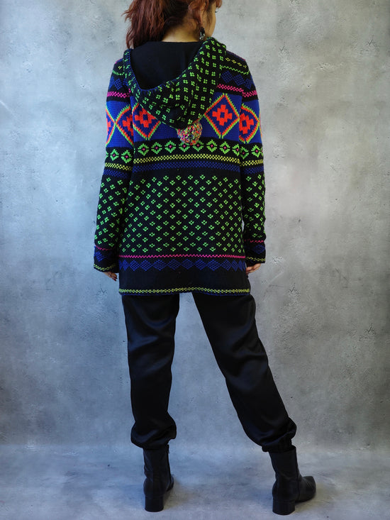 【Used】<br>ノルディック柄ニットフーディー