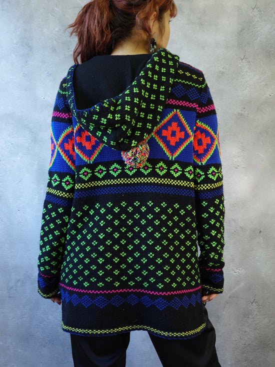 【Used】<br>ノルディック柄ニットフーディー
