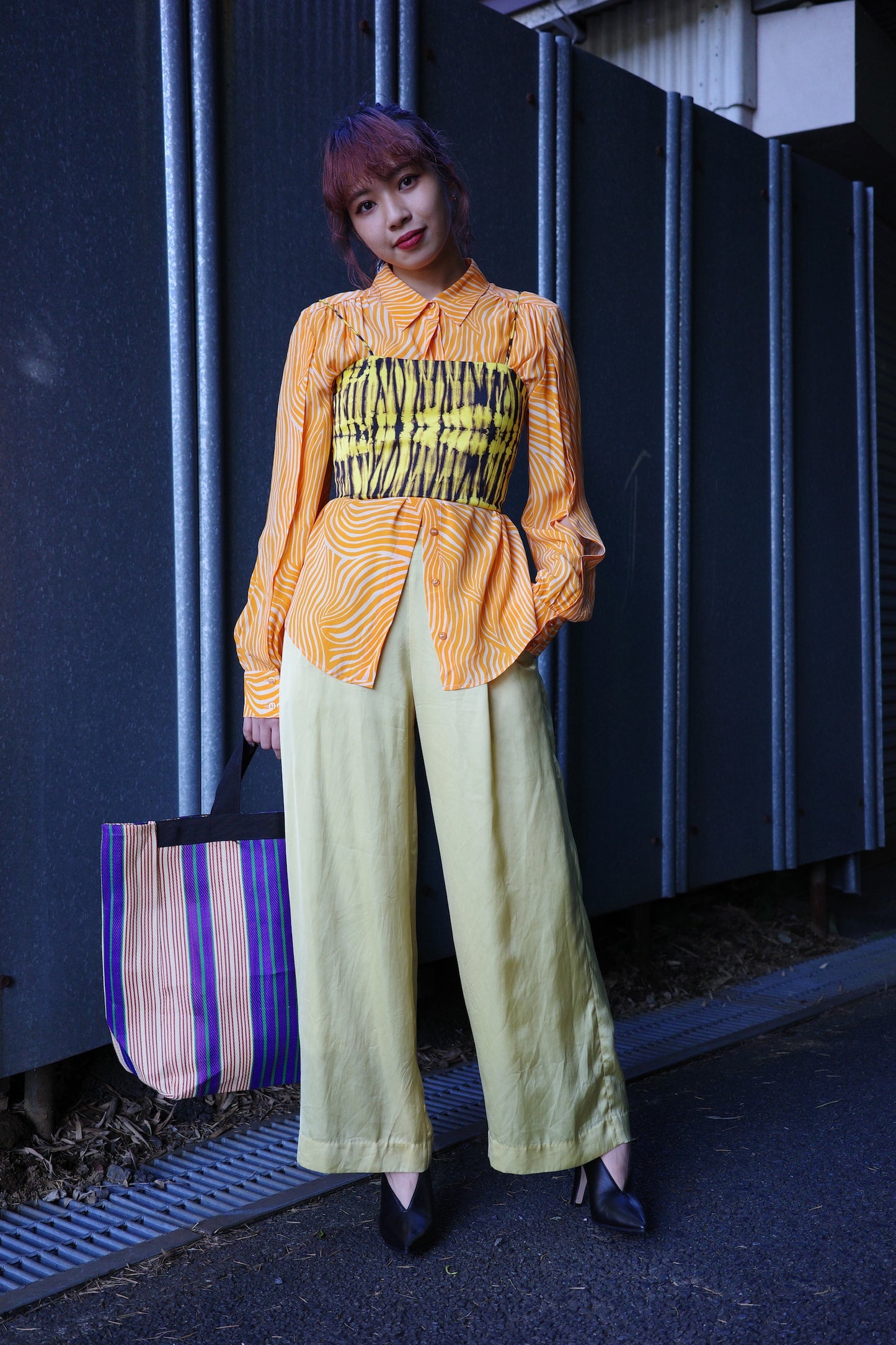 【Used】<br>"alice+olivia"イエローゼブラ柄ビスチェ