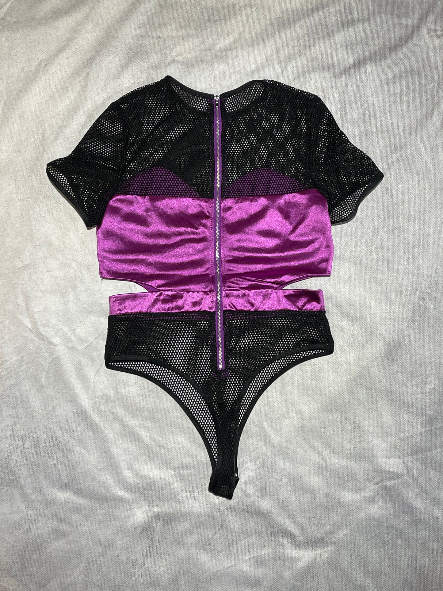 【Used】<br>Purple Satin and Black Mesh Tops