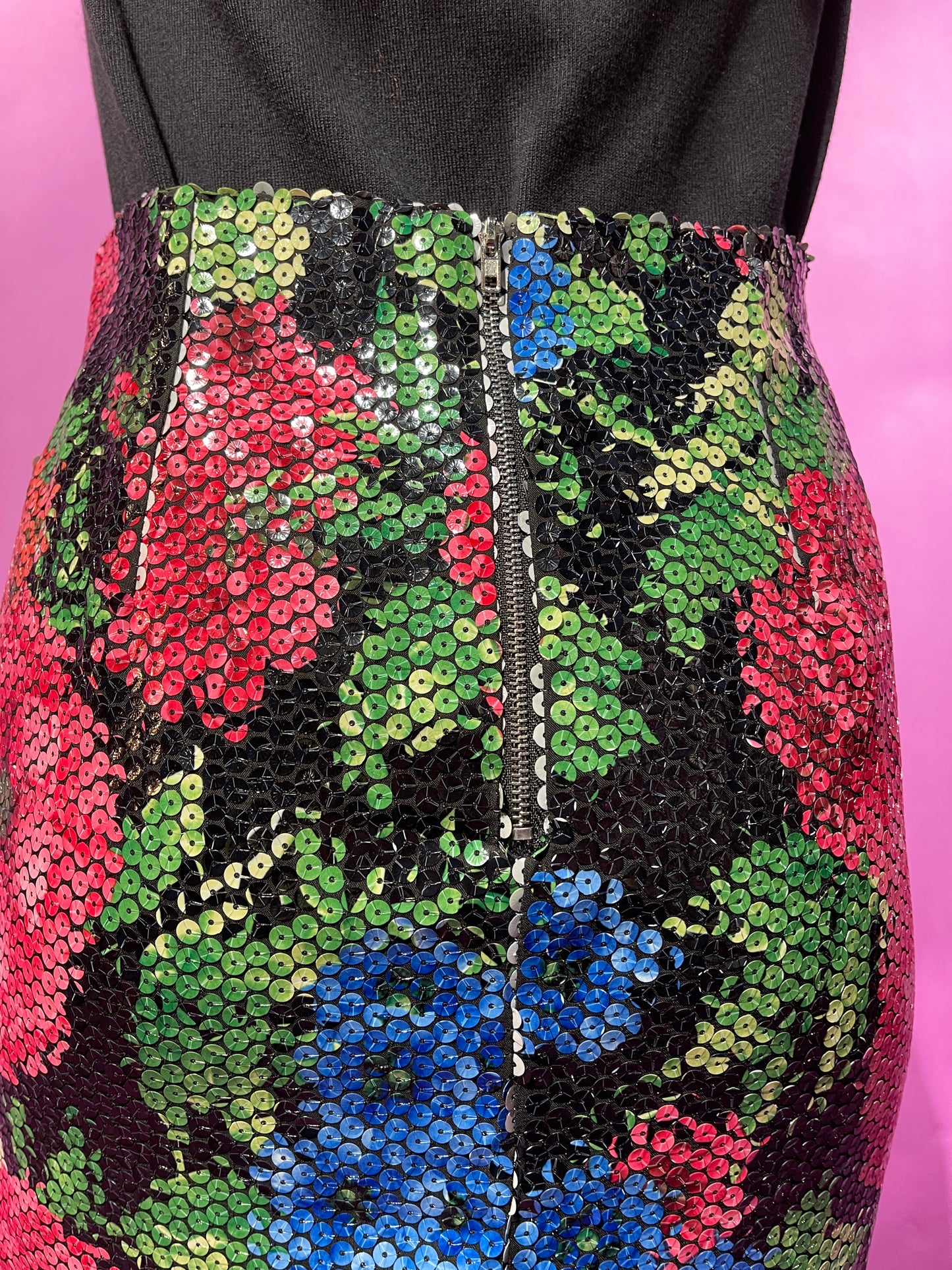 【Used】<br>花柄スパンコールタイトスカート