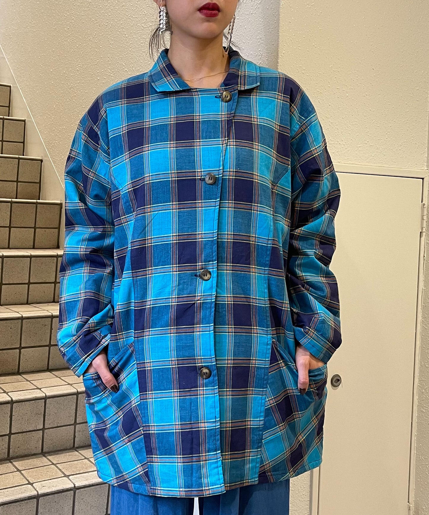 【Used】ブルーチェックコート