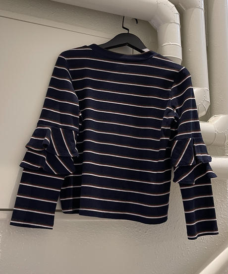 【Used】フリルデザインストライプトップス