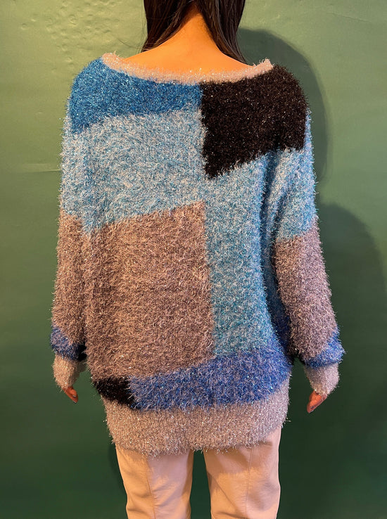 【Used】<br>幾何学柄グリッターニットトップス