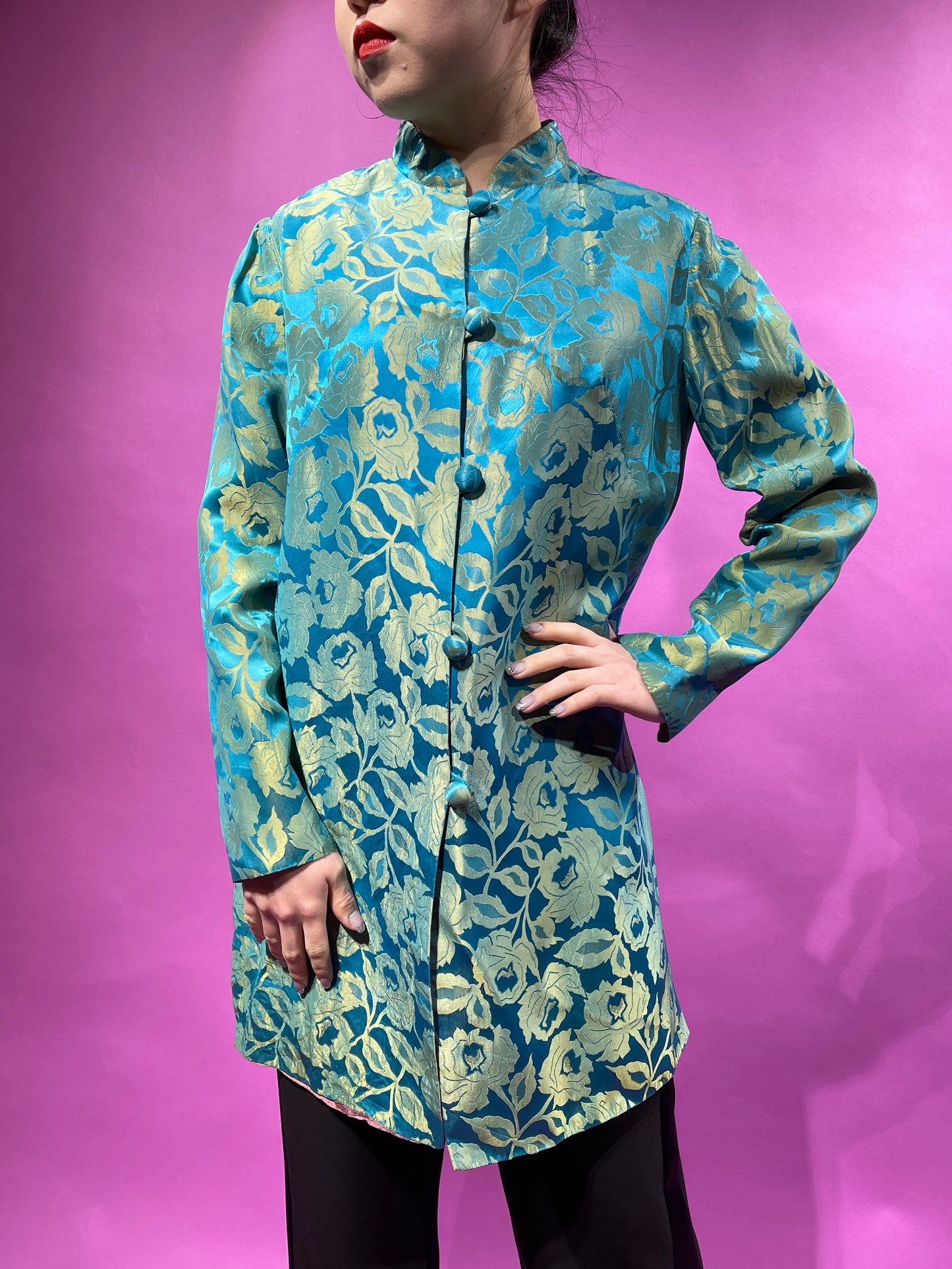 【Vintage】<br>花柄チャイナジャケット