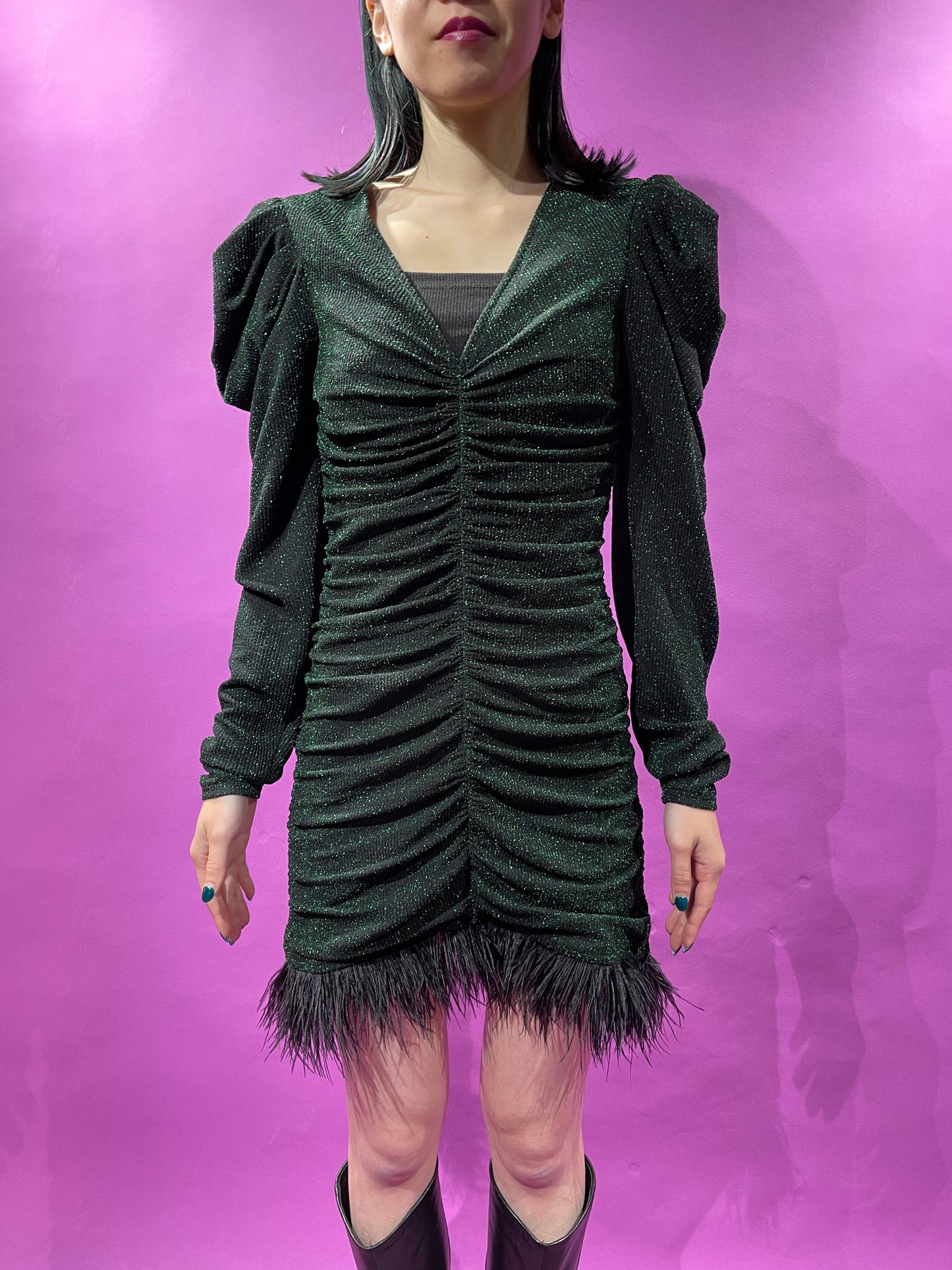 【Used】<br>フェザーデザイングリッターワンピース