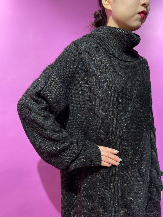 【Used】<br>オフタートルネックラメニットトップス