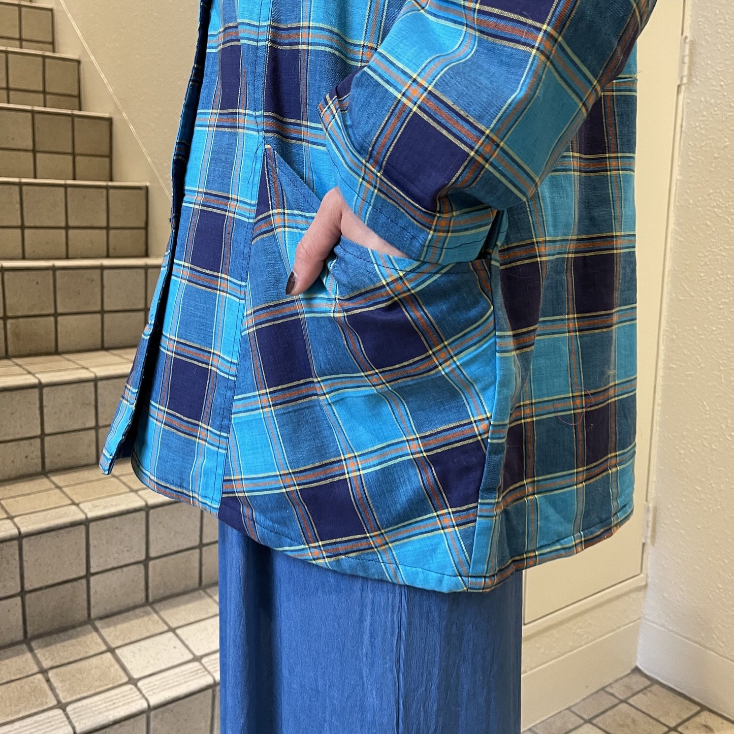【Used】ブルーチェックコート