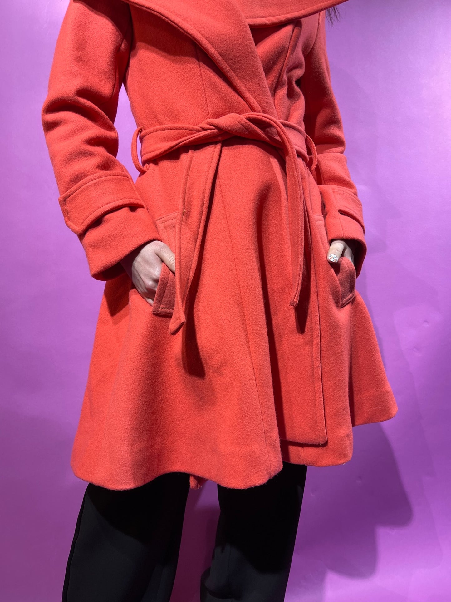 【Used】<br>サーモンピンクベルテッドコート