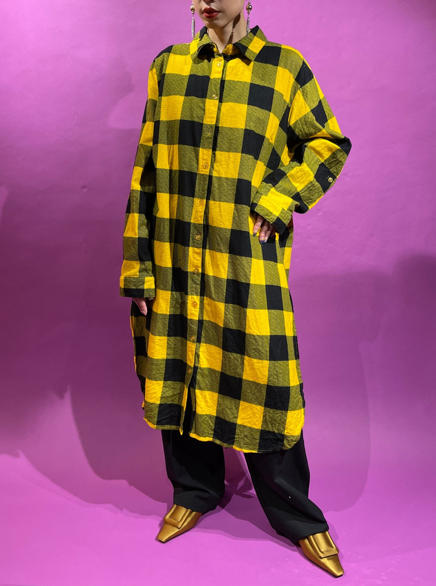 【Used】<br>チェックプリントシャツ