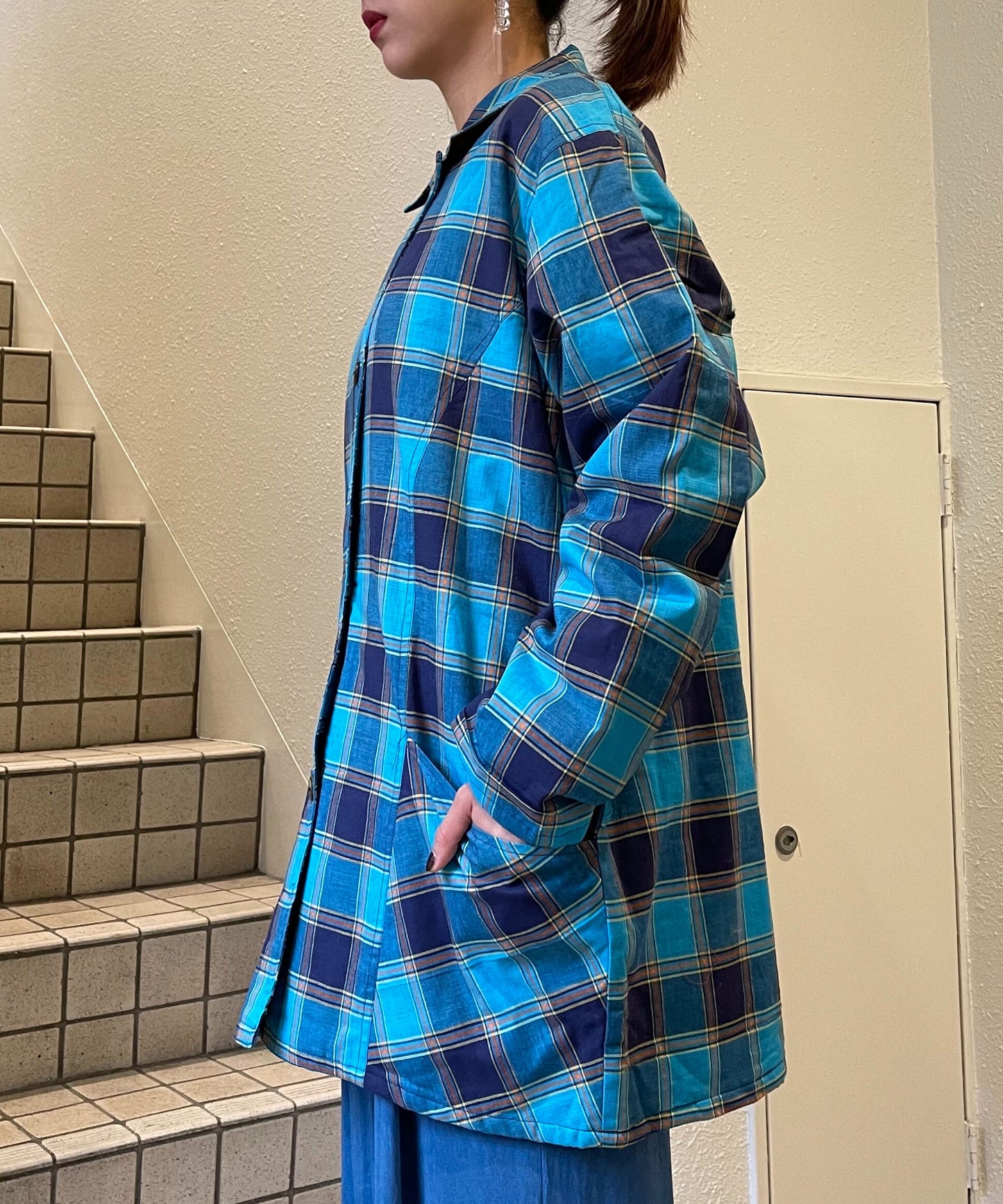 【Used】ブルーチェックコート
