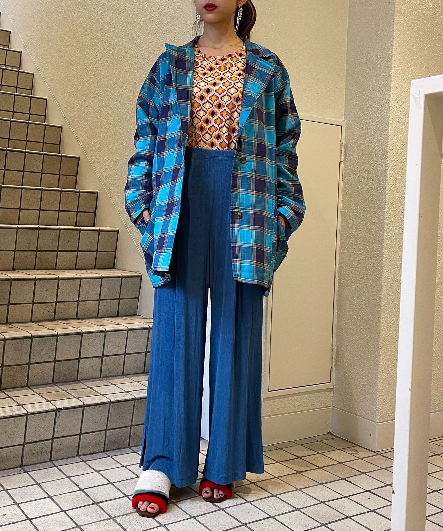 【Used】ブルーチェックコート
